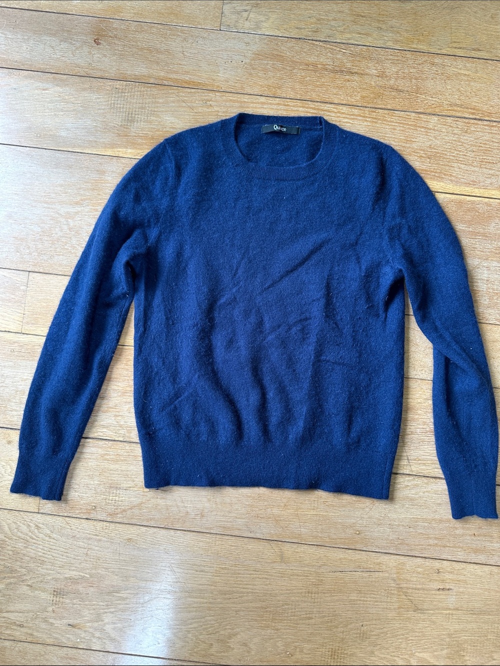 Quince Navy Blue Women's Mongolian Cashmere Crewneck Sweater - Picture 2 of 5